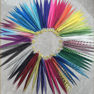 Pluma artificial de faisán plata de alta calidad para manualidades, tocados y decoración.